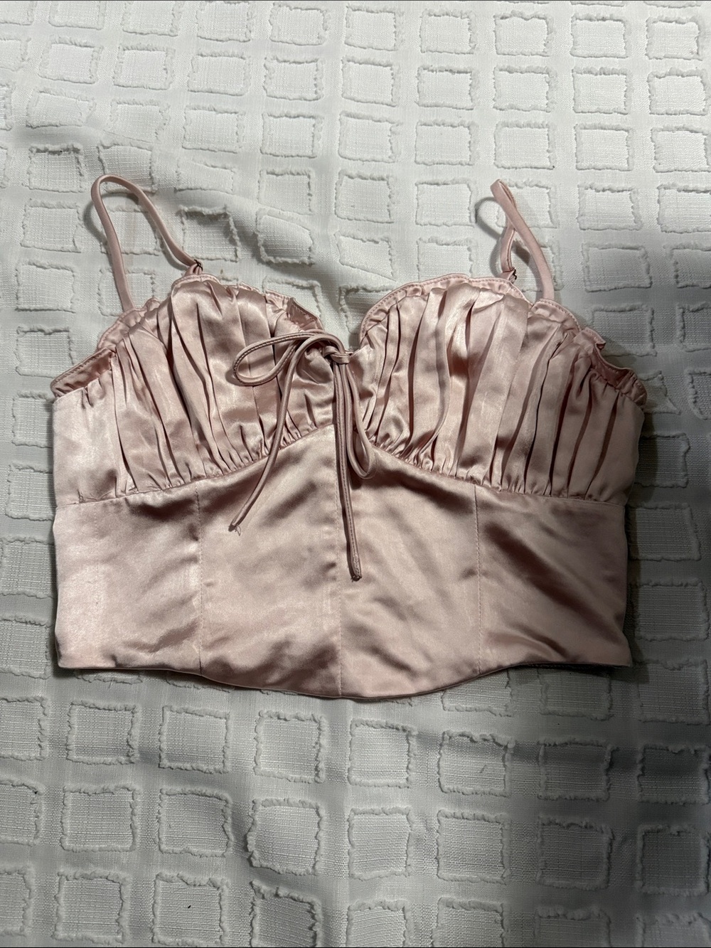 Altar'd State Satin Pleated Bustier Cami in Blush Pink